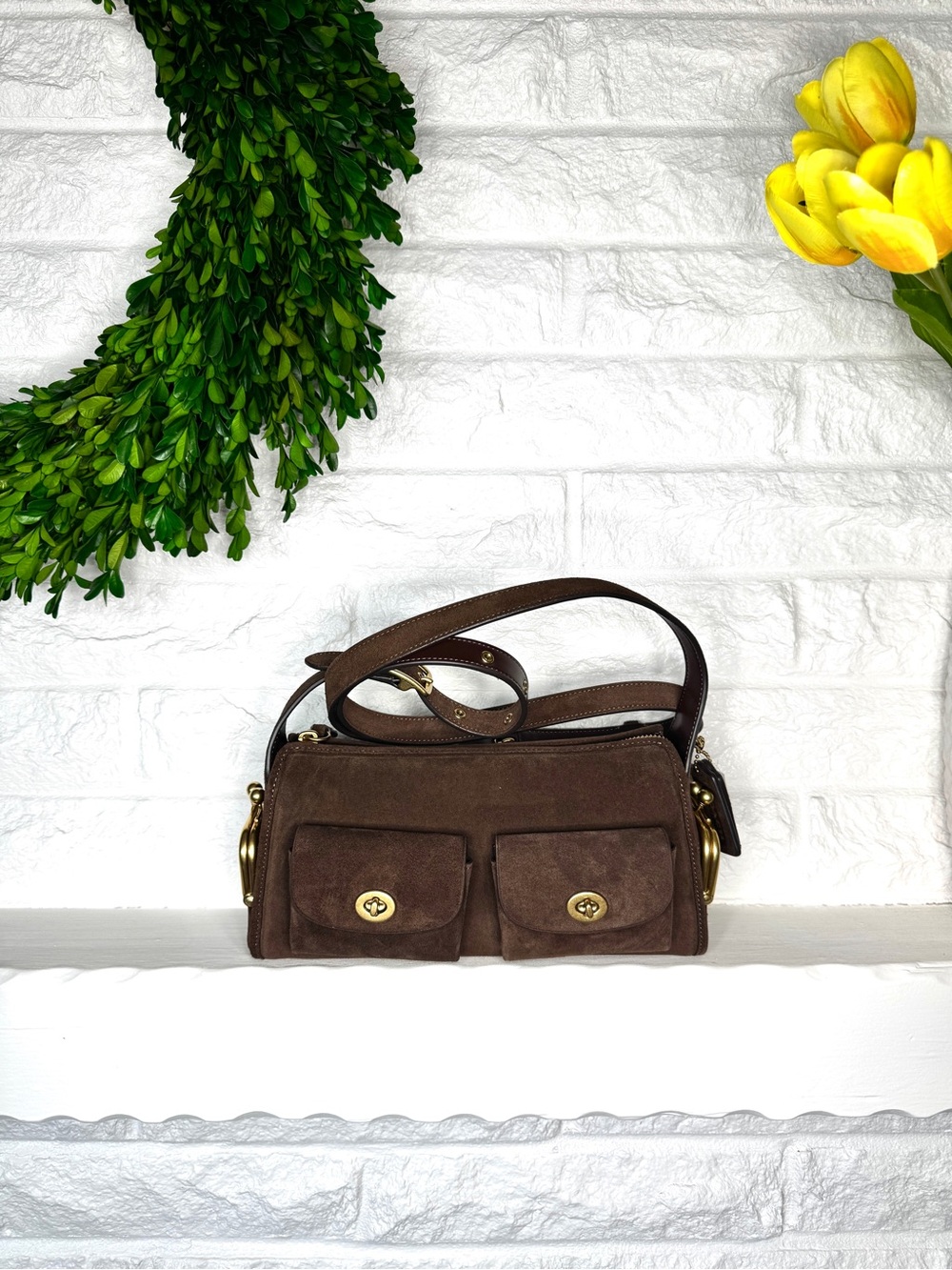 NWT Mini Coach Haversack Turnlock 2009 Limited Re-Edition Brown Suede CF959